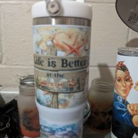 30oz Life is better at the beach Tuttle  Tumbler (like the stanley ice breaker) - Picture 1 of 2